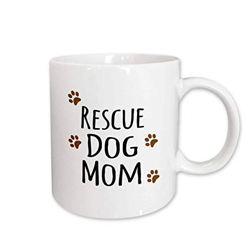 3drose Rescue Dog Mom-Doggie by Breed-Muddy Brown Paw Prints, Ceramic Mug, 11-Oz