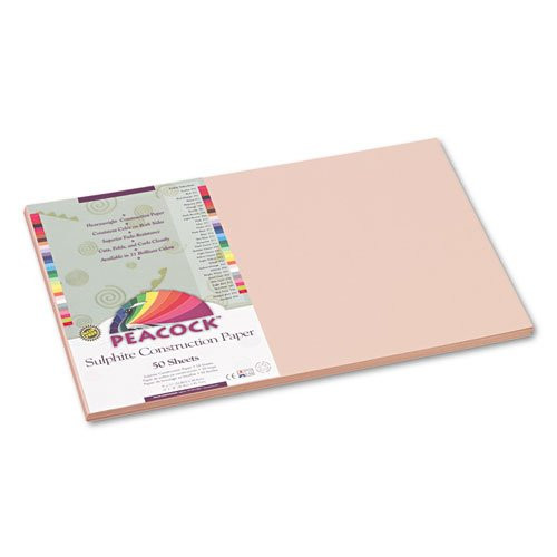 Pacon Peacock Sulphite Construction Paper, 76 lbs, 12x18, Light Brown, 50 Sheets/Pack