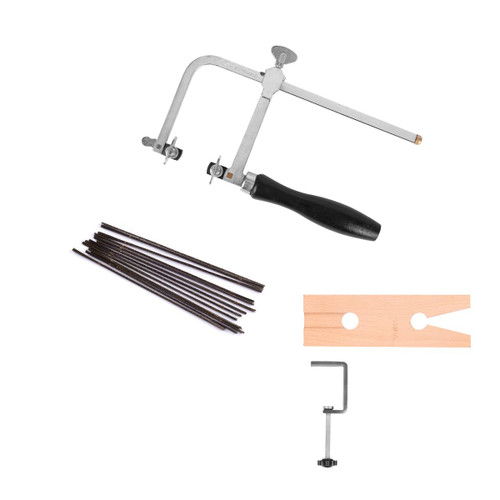 YIEPET 3 in 1 Jewelry Making Kit Jeweler's Saw Frame Adjustable with 144 Blades, Bench Pin Clamp Set V-Slot Workbench Wooden Jewelry Clamp Tool