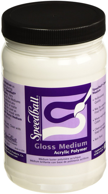Speedball Gloss Medium, Clear, 32-Ounce Jar