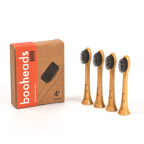 booheads - Bamboo Electric Toothbrush Heads | Biodegradable Eco-Friendly Sustainable Recyclable | Compatible with Sonicare (Charcoal4)