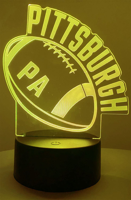 CLORURBANLIVE 3D Football Pittsburgh Night Light 3D Illusion Lamp for Boys Gift 16 Changing Color Remote Control Kids Room Ball Decor Lighting (Pittsburgh Multicoloured) CLORURBANLIVE 3D Football Pittsburgh Night Light 3D Illusion Lamp for Boys Gift 16 Changing Color Remote Control Kids Room Ball Decor Lighting (Pittsburgh Multicoloured)