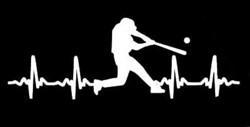 LLI Baseball Batter Heartbeat | Decal Vinyl Sticker | Cars Trucks Vans Walls Laptop | White | 5.5 x 2 in | LLI1226