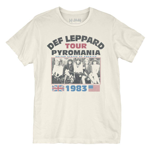 Def Leppard Pyromania Tour T-Shirt (as1, Alpha, x_l, Regular, Regular) Cream