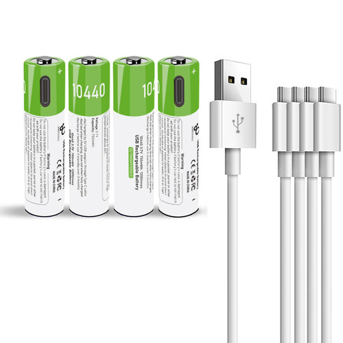 CAMELCELL Rechargeable Lithium 10440 Batteries?Not AAA Batteries?, Rechargeable 10440 Batteries 4 Pack, USB Type C Rechargeable Lithium Ion 3.7 Volts 10440 Lithium Battery with Charger,750mWh