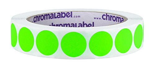 ChromaLabel 3/4 inch Removable Color-Code Dot Labels | 1,000/Roll (Fluorescent Green)