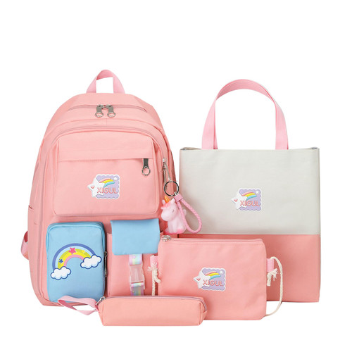 HAN YUAN Kawaii Backpack set 4Pcs Aesthetic School Bags cute backpack set for Girls Teen Back to School