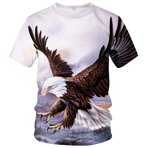 Liohans Mens 3D Animal Eagle Round Neck Tee Shirt Digital Printing Novel Top,Multicolor1,XL