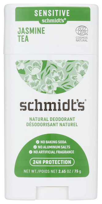 Schmidts Deodorant, Deodorant Sensitive Jasmine Tea, 2.65 Ounce