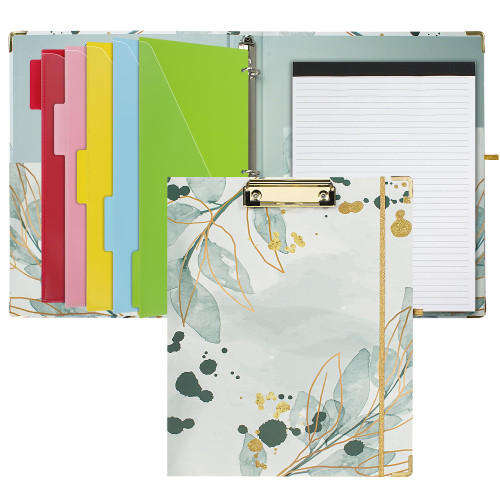 Hiwhy Clipboard with Storage, 3 Ring Binder 1 Inch for Letter Size 8.5"x 11", Cute Clipboards Binder with Refillable Notepad 5 Extra Folders with Storage and Tabs, Nursing School Office Supplies