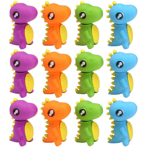 Tofficu 48pcs Animal Erasers for Kids, Mini Dinosaur Pencil Erasers Fun Erasers Bulk, Cartoon Erasers for School, Classroom Prizes, Party Favors, Back to School Supplies