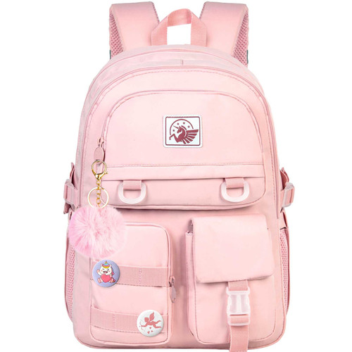 CCJPX Girls Backpack, 16 inch Elementary School Laptop Bag College Bookbag, Anti Theft Daypack for Teens Students Women - Pink