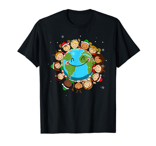 Christmas Earth Children Around the World Save Planet Xmas T-Shirt