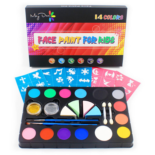 Maydear Face Paint Kit for Kids - 14 Large Water Based Paints, professional Face Paint Palette, Face Paints Safe for Sensitive Skin Maydear Face Paint Kit for Kids - 14 Large Water Based Paints, professional Face Paint Palette, Face Paints Safe for Sensitive Skin