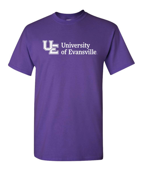 CreateMyTee | Evansville White Text T-Shirt | (Purple, Large)