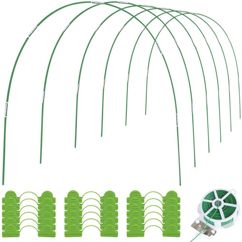 Garden Hoops for Raised Beds, 6ft Mini Greenhouse Hoops for DIY Wider Grow Tunnel, Plant Support Garden Stakes Rust-Free Fiberglass Support Hoops Frame for Garden Fabric Row Covers Netting