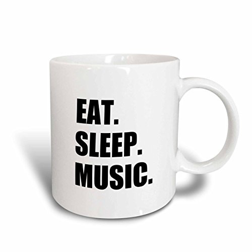 3dRose mug_180423_1 Eat Sleep Music Fun Text Gift for Musicians Djs and Musical Lovers Ceramic Mug, 11-Ounce