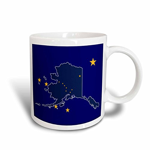 3dRose mug_55367_1"State Flag of Alaska Background and on Map" Ceramic Mug, 11 oz, Multicolor