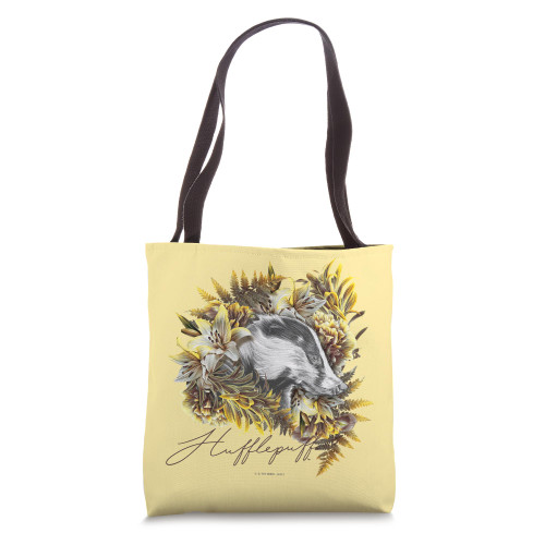 Harry Potter Hufflepuff Floral Badger Mascot Tote Bag