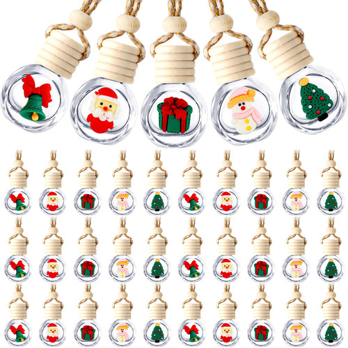 BBTO 50 Pcs Hanging Car Air Freshener Car Diffuser Bottles Empty Glass Perfume Bottle Freshener Diffuser Bottle Pendant for Essential Oil Fragrance Aromatherapy Bottle Ornament (Clear,Christmas) BBTO 50 Pcs Hanging Car Air Freshener Car Diffuser Bottles Empty Glass Perfume Bottle Freshener Diffuser Bottle Pendant for Essential Oil Fragrance Aromatherapy Bottle Ornament (Clear,Christmas)