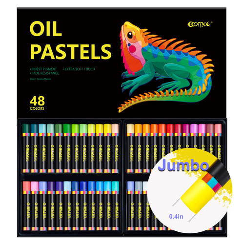 ECOTREE Oil Pastels - Drawing Pastels Jumbo Oil Pastels for Kids Oil Pastels Set Oil Pastels for Artists Oil Pastel Sticks 48 Assorted Colors