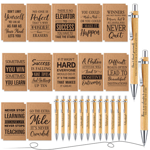 Gueevin 48 Pcs Inspirational Gifts Notepads Pens Bulk Motivational Mini Kraft Notebooks Thank You Bamboo Ballpoint Pens Office Supplies Appreciation Gifts for Employee Coworker Volunteer Gueevin 48 Pcs Inspirational Gifts Notepads Pens Bulk Motivational Mini Kraft Notebooks Thank You Bamboo Ballpoint Pens Office Supplies Appreciation Gifts for Employee Coworker Volunteer