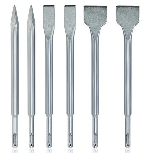 YaeTek 6pcs SDS Plus Hammer Drill Chisel Set Rotary Hammer Drill Bits with Point Chisels, Flat Chisels, Wide Chisels