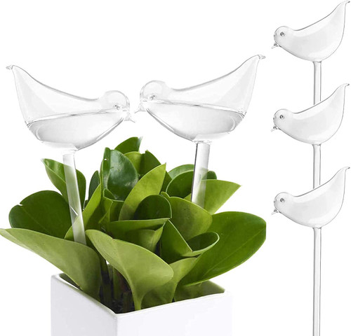 Tebery 4 Pack Plant Waterer Automatic Self Watering Globes, Bird Shape Design Hand Blown Glass Plant Watering Bulbs Garden Water Device Tebery 4 Pack Plant Waterer Automatic Self Watering Globes, Bird Shape Design Hand Blown Glass Plant Watering Bulbs Garden Water Device