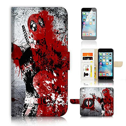( For iPhone 8 / iPhone 7) Flip Case Wallet Cover with Screen Protector - US B30022 - Deadpool Super Hero Ninja B30022