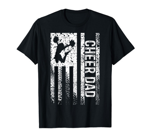 Cheer Dad Vintage American Flag Father Cheerleader Squad T-Shirt