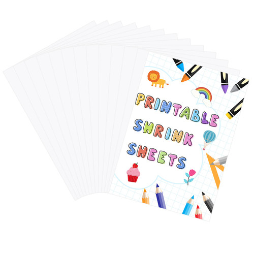 Benvo 12 Sheets Printable Shrink Film Plastic Sheets Shrinky Art Film A4 Shrinkable Paper for Inkjet Printer Sanded Shrink Sheets for Creative DIY Handmade Craft (White 8.3 x 11.6 inch/ 21 x 29.5 cm)