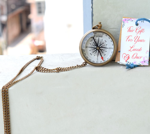 Nautical Brass Open Face Compass, Antique Finish Pendant Compass, Vintage Pocket Compass, Birthday Gift, by Royal Falcon Crafts