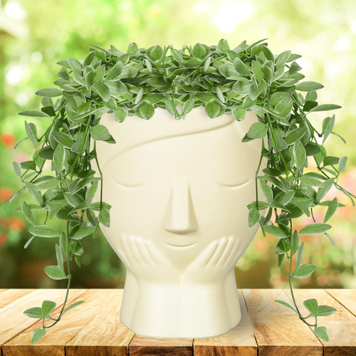 TSUNESLUX Face Planter Pot, Succulent Planter, Ceramic Head Planters for Indoor and Outdoor Plants, Face Flower Pot with Drainage Hole, Cute Lady Face Plant Pots,Pale Yellow TSUNESLUX Face Planter Pot, Succulent Planter, Ceramic Head Planters for Indoor and Outdoor Plants, Face Flower Pot with Drainage Hole, Cute Lady Face Plant Pots,Pale Yellow
