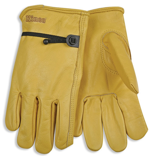 Premium Grain Cowhide Unlined Drivers Gloves with Wrist Strap (Medium) KINCO 99