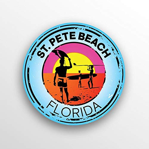 2-Pack St. Pete Beach Florida Decal Sticker |3-inch Round | Premium Quality Vinyl Sticker | UV Protective Laminate | PD1511