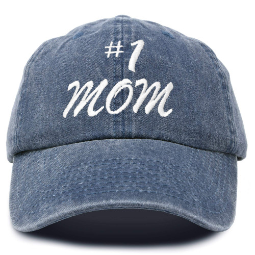 DALIX #1 Mom Hat Number One Vintage Baseball Cap in Navy Blue