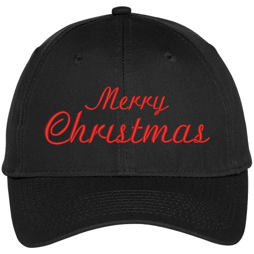 Trendy Apparel Shop Merry Christmas Embroidered Adjustable Baseball Cap - Black