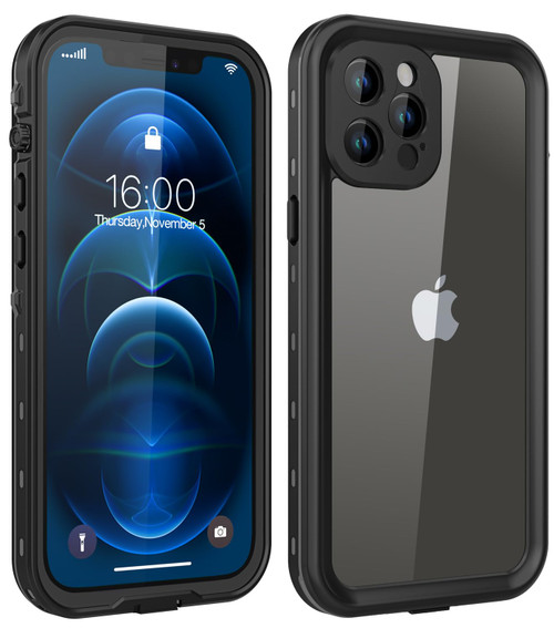 Dewfoam Design for iPhone 12 Pro Max Waterproof Case, Shockproof Dustproof with Screen Protector, Full Body Protective Phone Case for iPhone 12 Pro Max 6.7'' Black