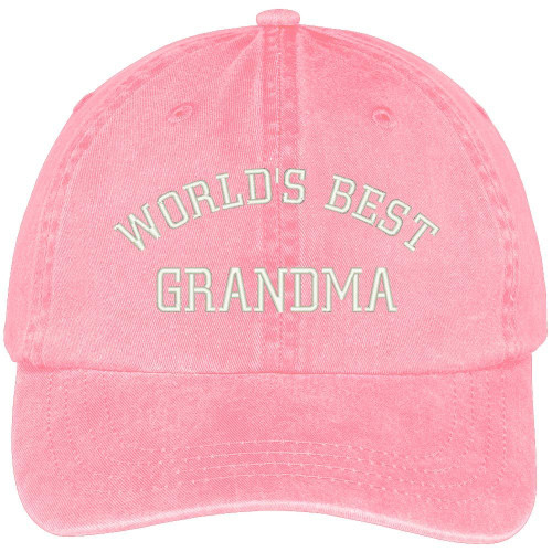 Trendy Apparel Shop World's Best Grandma Embroidered Pigment Dyed Low Profile Cotton Cap - Pink