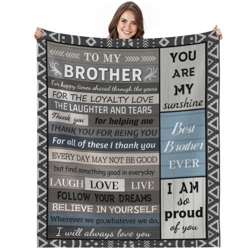 Gifts for Brother Blanket - Brother Gift from Sister - Brother Gifts - Brother Birthday Gift - Birthday Gifts for Men - Soft Flannel Throw Blankets(Grey, 50x60 in)