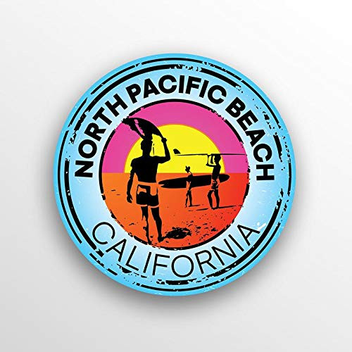 JMM Industries North Pacific Beach California Vinyl Decal Sticker Car Window Bumper 2-Pack 3-Inch Round Premium Quality UV Protective Laminate PDS1504