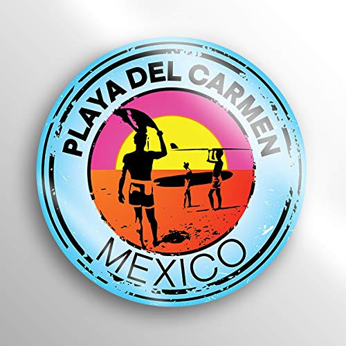 JMM Industries Playa Del Carmen Mexico Beach Vinyl Decal Sticker Car Window Bumper 2-Pack 3-Inch Round Premium Quality UV Protective Laminate PDS1538