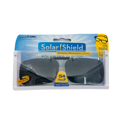 Solar Shield Polarized Clip-on Gray Sunglasses That Fit Plastic or Thick Frames 54 Rec F