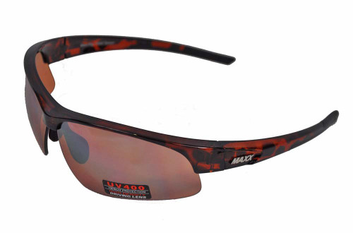 Maxx Stingray Sports & Motorcycle Sunglasses TR90 Tortoise Frame w/HD Amber Lenses