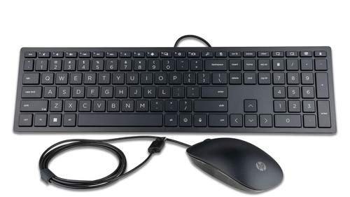 Wired USB Mouse & Wired Keyboard - Full-Sized Numeric Keypad, Silent-Touch (Keyboard) - Compatible w/Windows PC, Mac, Desktop, Laptop, Notebook, Chromebook - Plug-and-Play (Made_by_HP)