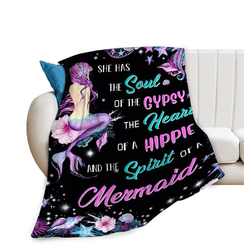 Mermaid Blanket Cozy Plush Flannel Fleece Throw Blanket for Boys Girls Kids Ultra Soft Lightweight Fuzzy Birthday Blankets Gifts for Bed Couch Sofa 50"x40"