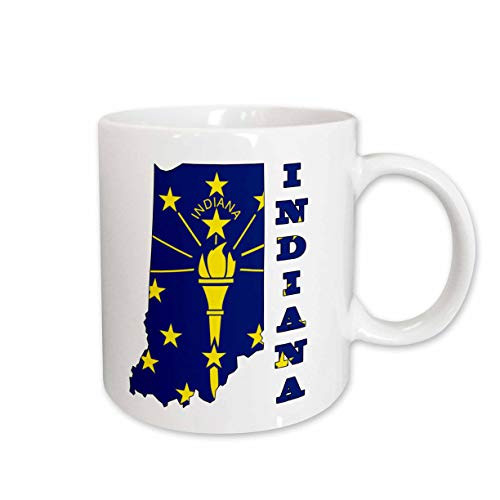 3dRose Indiana State Flag in The Outline Map and Letters for Indiana Ceramic Mug, 11-Ounce 3dRose Indiana State Flag in The Outline Map and Letters for Indiana Ceramic Mug, 11-Ounce