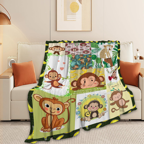 Monkey Blanket for Boys Super Soft Warm Monkey Stuff Decor Fleece Throw Blanket Plush Cozy Fluffy Monkey Animal Lightweight Flannel Gifts Blankets for Women Girls Kids Adults 50"X40"