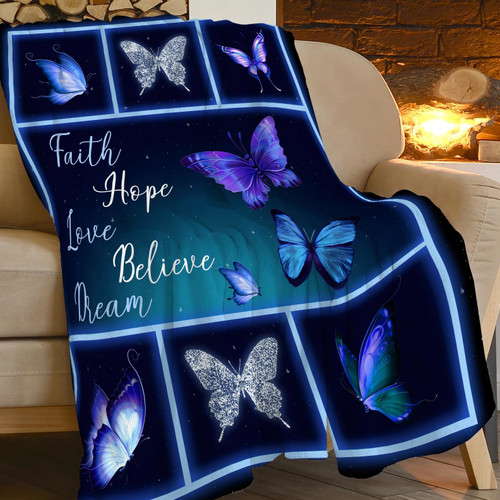 Butterfly Blanket Super Soft Warm Butterfly Fleece Throw Blanket for Women Cozy Fluffy Horses Lightweight Flannel Gifts Blankets for Kids Adults 50"X40"