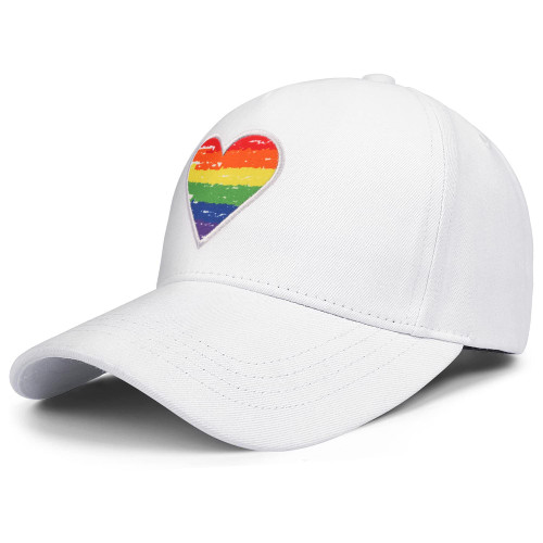 Nuyjimr Rainbow Pride Heart LGBT Unisex Baseball Trucker Hat Trucker Hats Mens Womens Fashion Summer Hat, White,rainbow